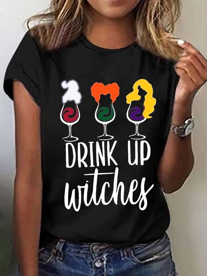 Casual Halloween Crew Neck Short Sleeve T-shirt