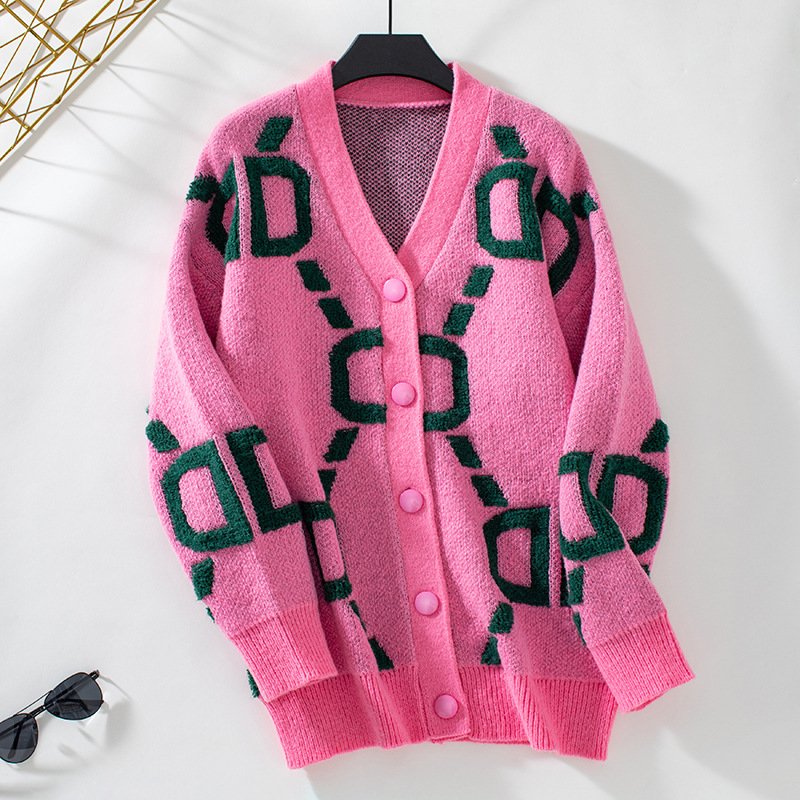 Women Wool/Knitting Abstract Long Sleeve Comfy Casual Cardigan