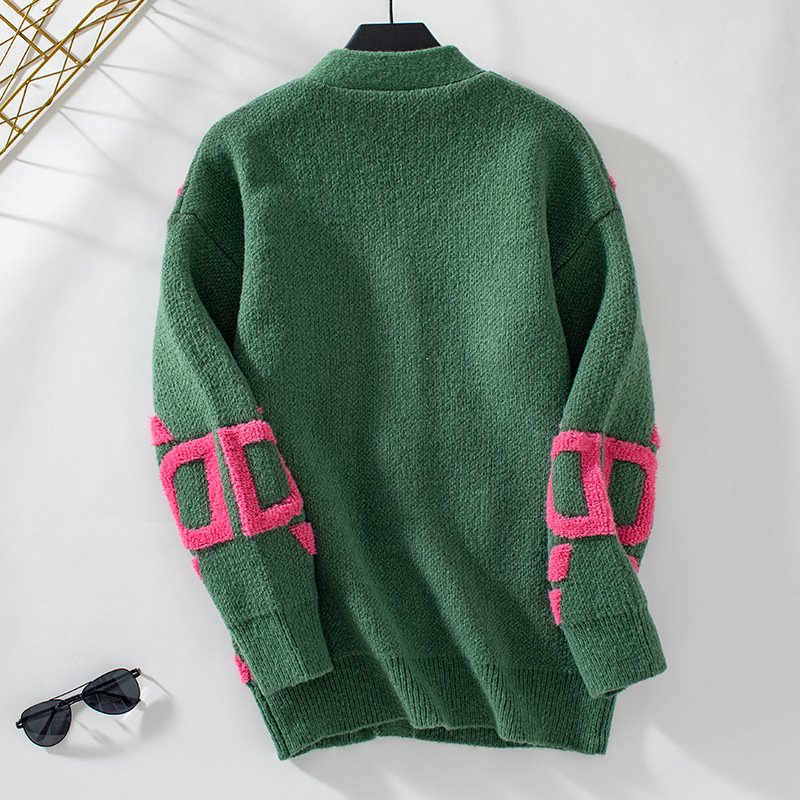 Women Wool/Knitting Abstract Long Sleeve Comfy Casual Cardigan