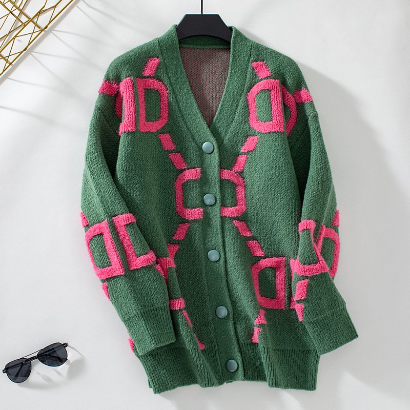 Women Wool/Knitting Abstract Long Sleeve Comfy Casual Cardigan