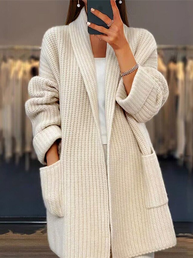 Women Wool/Knitting Plain Long Sleeve Comfy Casual Cardigan