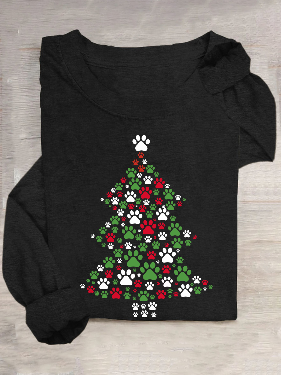 Casual Christmas Crew Neck Long Sleeve T-shirt