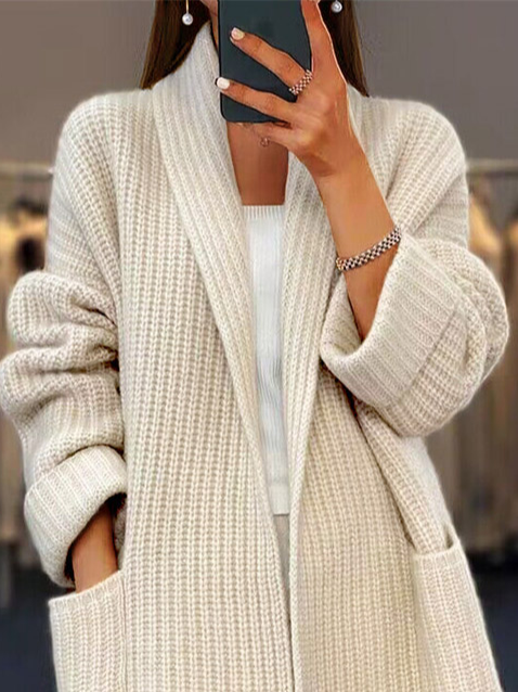 Women Wool/Knitting Plain Long Sleeve Comfy Casual Cardigan