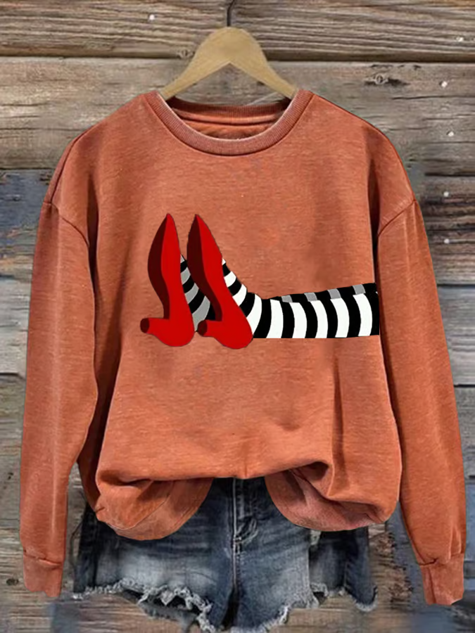 Casual Crew Neck Halloween Sweatshirt