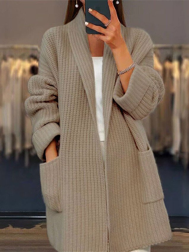 Women Wool/Knitting Plain Long Sleeve Comfy Casual Cardigan