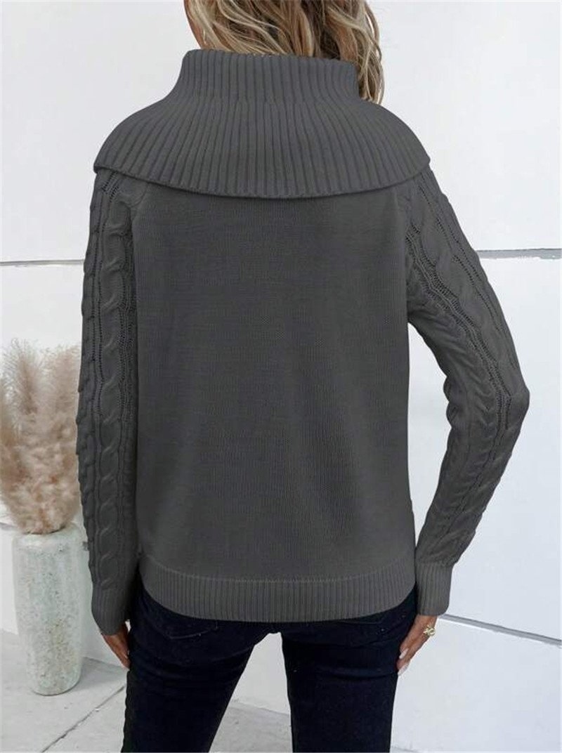 Women Yarn/Wool Yarn Plain Long Sleeve Comfy Casual Sweater