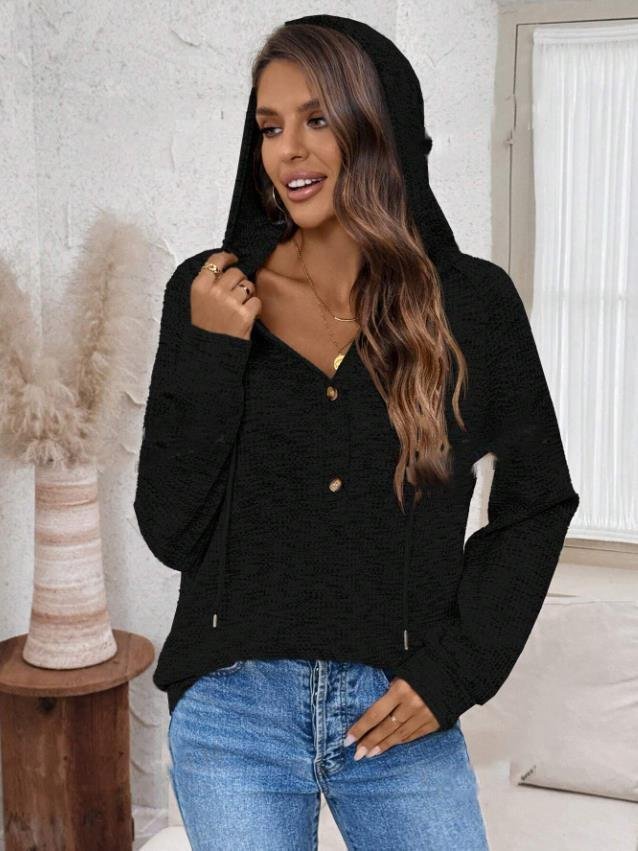 Casual Hoodie Plain Sweatshirt Zipper