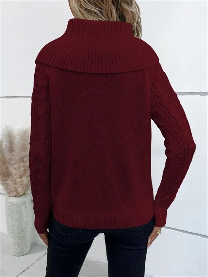 Women Yarn/Wool Yarn Plain Long Sleeve Comfy Casual Sweater