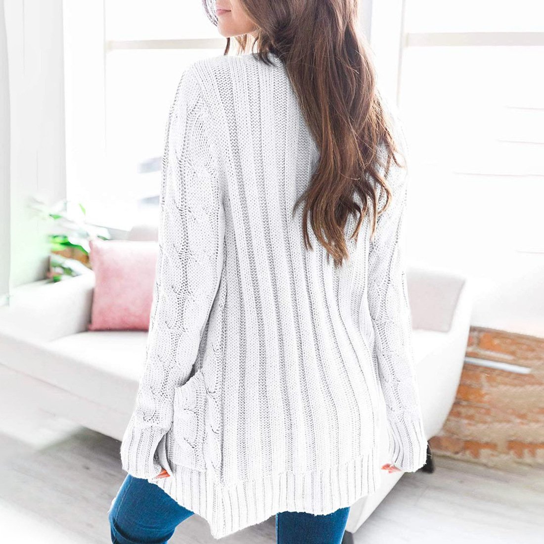 Women Yarn/Wool Yarn Plain Long Sleeve Comfy Casual Sweater