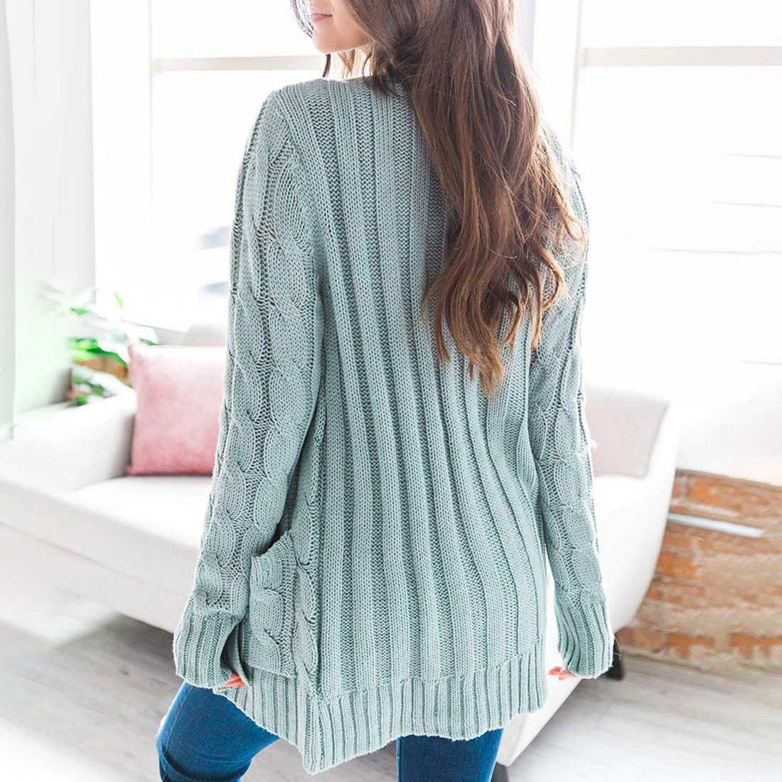 Women Yarn/Wool Yarn Plain Long Sleeve Comfy Casual Sweater