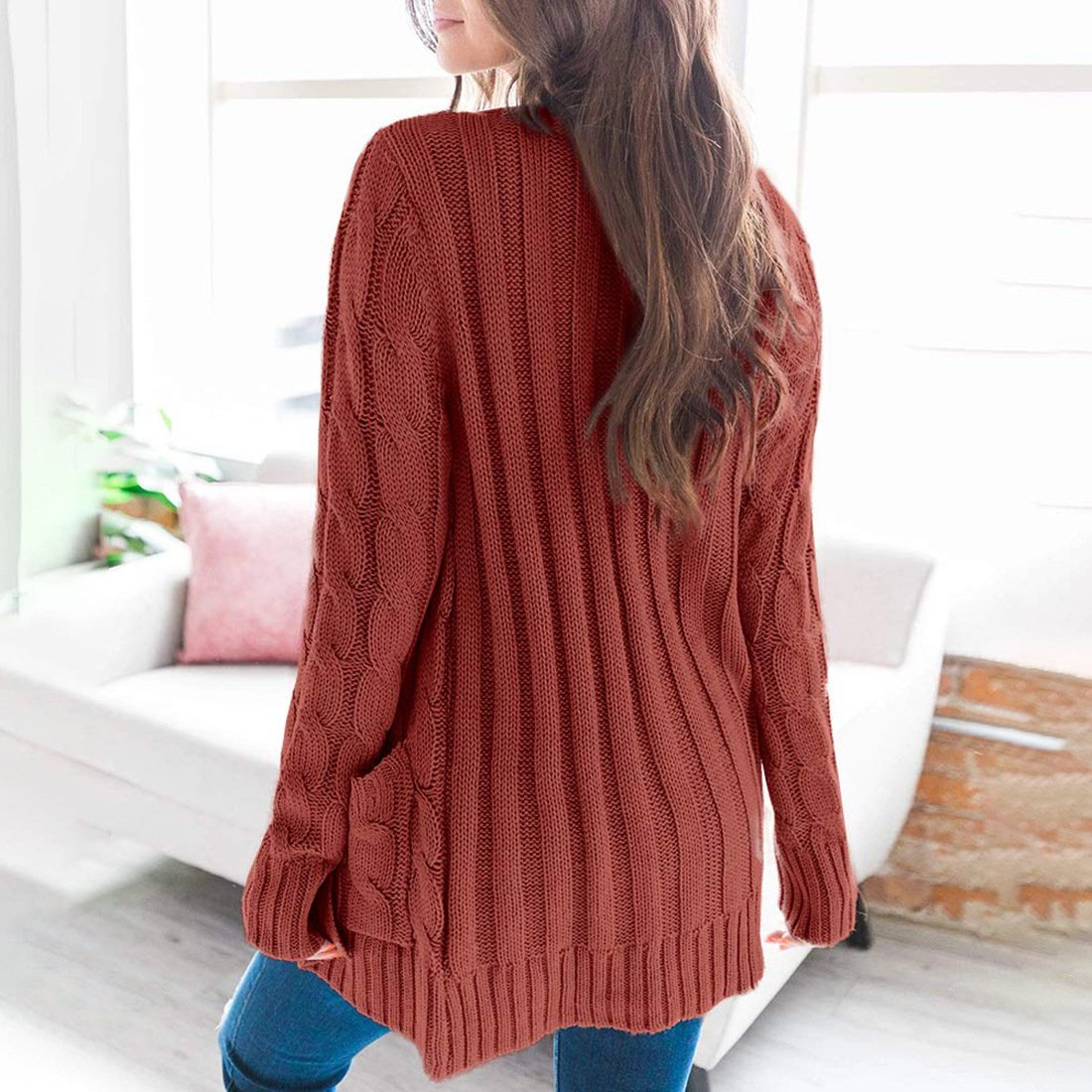 Women Yarn/Wool Yarn Plain Long Sleeve Comfy Casual Sweater