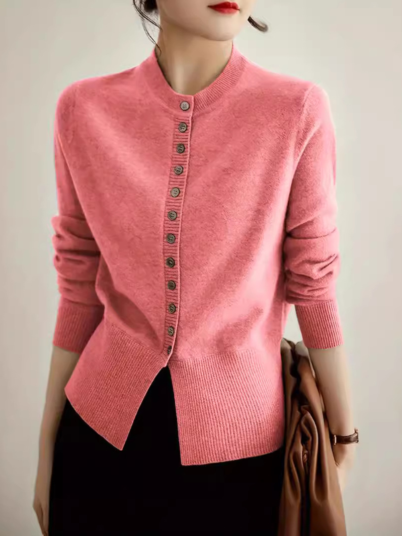 Women Yarn/Wool Yarn Plain Long Sleeve Comfy Casual Sweater