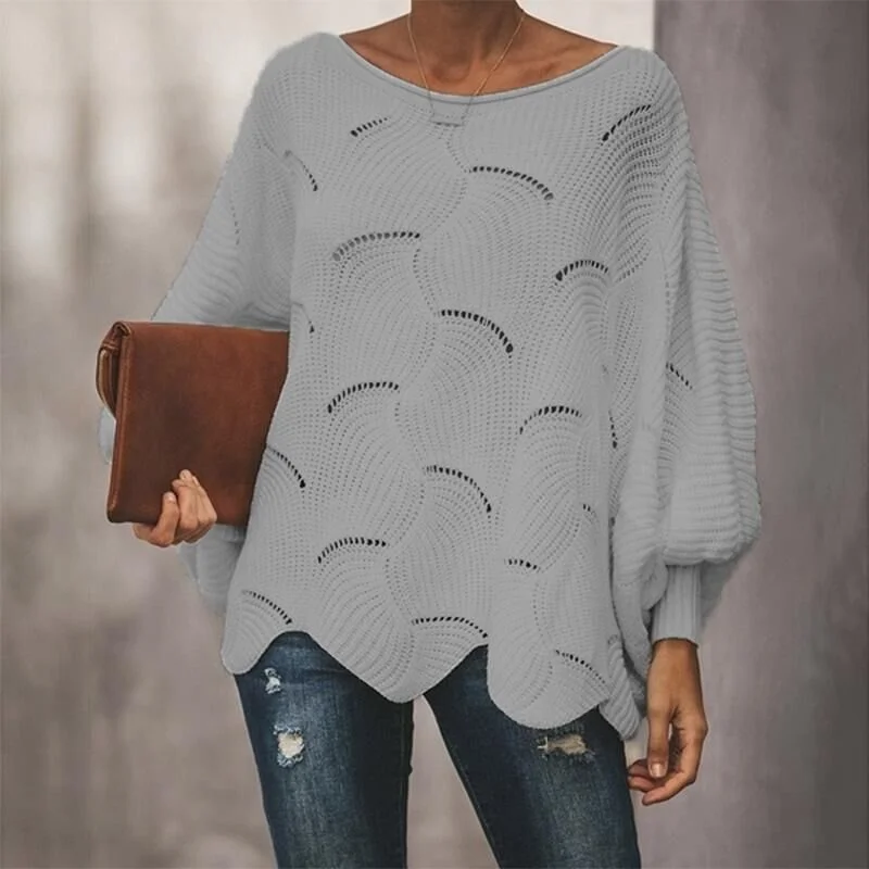 Women Yarn/Wool Yarn Plain Long Sleeve Comfy Casual Sweater