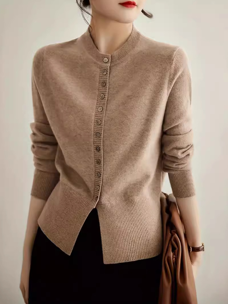 Women Yarn/Wool Yarn Plain Long Sleeve Comfy Casual Sweater