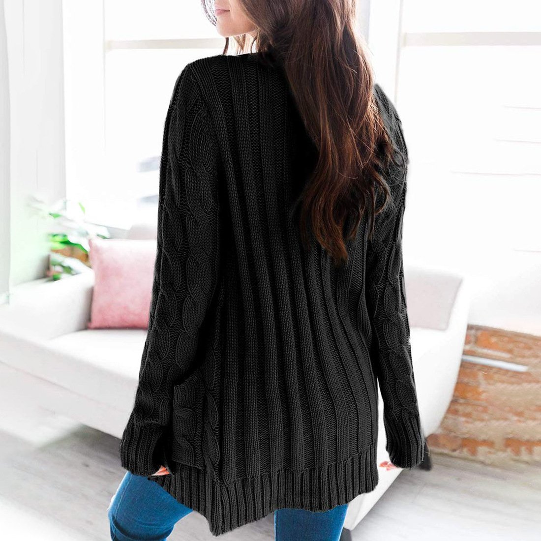 Women Yarn/Wool Yarn Plain Long Sleeve Comfy Casual Sweater