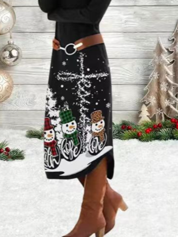 Women Christmas Crew Neck Long Sleeve Comfy Casual Maxi Dress