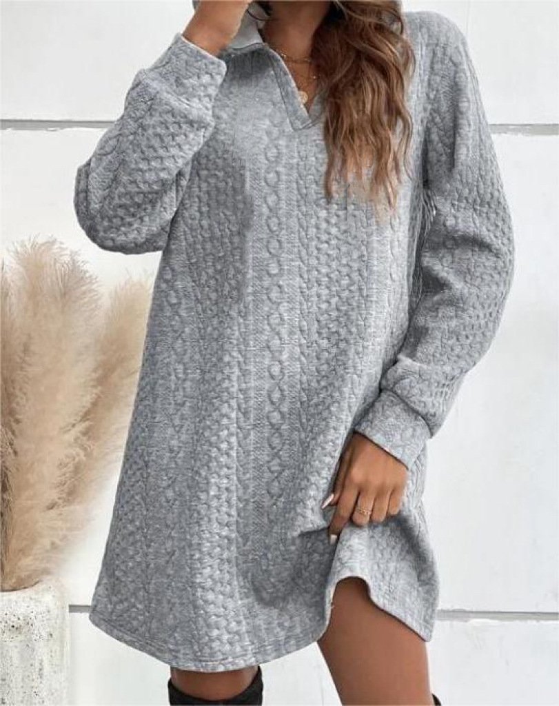 Women Plain Hoodie Long Sleeve Comfy Casual Midi Dress