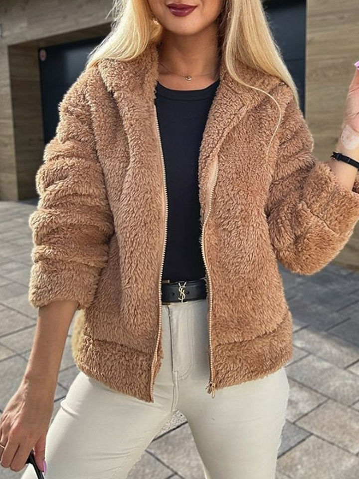 Women's Plain Sherpa Jacket Thicken Loose Teddy Jacket