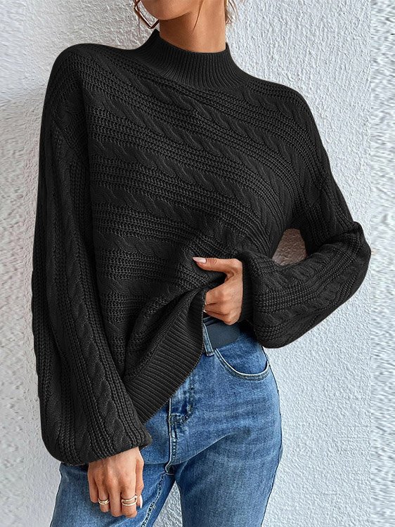 Women Wool/Knitting Plain Long Sleeve Comfy Casual Sweater