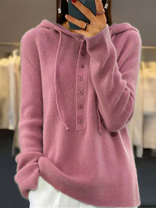 Women Wool/Knitting Plain Long Sleeve Comfy Casual Sweater