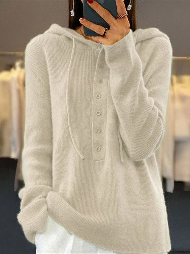 Women Wool/Knitting Plain Long Sleeve Comfy Casual Sweater