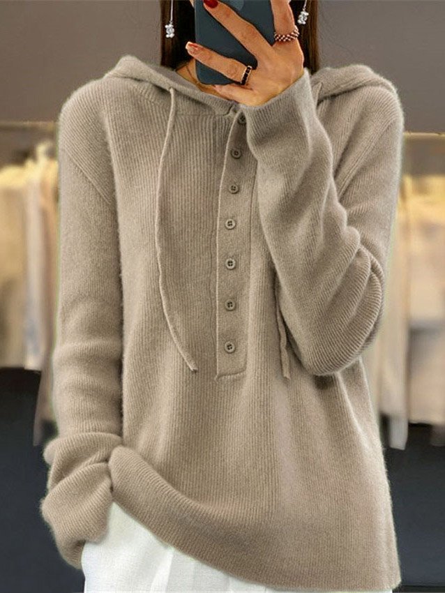 Women Wool/Knitting Plain Long Sleeve Comfy Casual Sweater