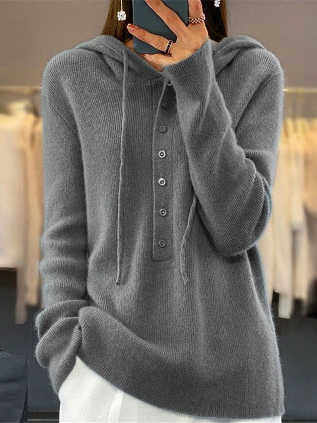 Women Wool/Knitting Plain Long Sleeve Comfy Casual Sweater