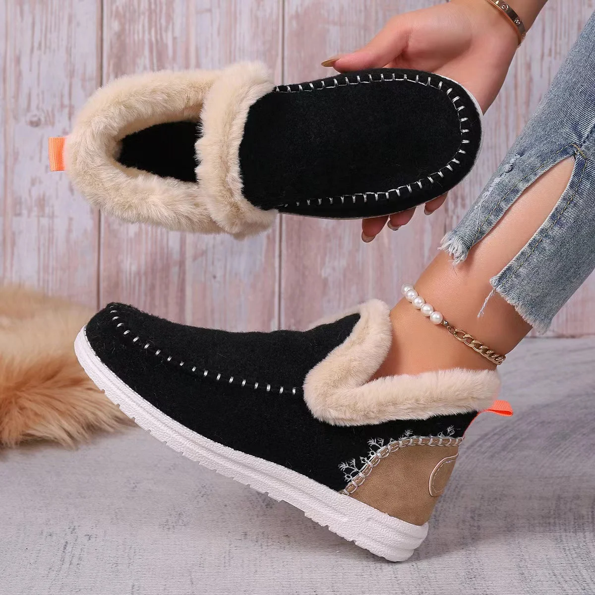 Casual Plain Slip On Flat Heel Snow Boots