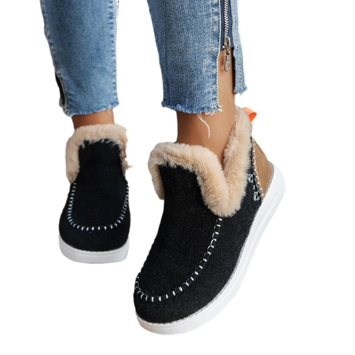 Casual Plain Slip On Flat Heel Snow Boots