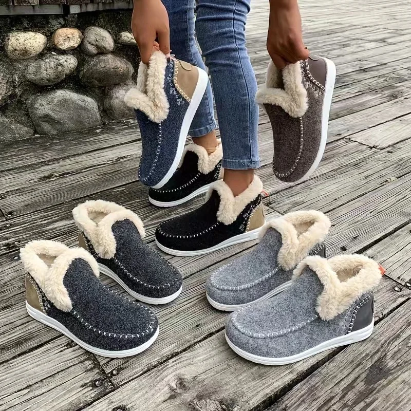 Casual Plain Slip On Flat Heel Snow Boots