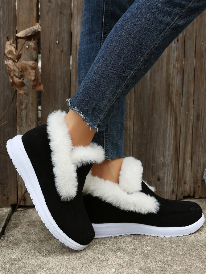 Vintage Plain Warmth Slip On Flat Heel Snow Boots