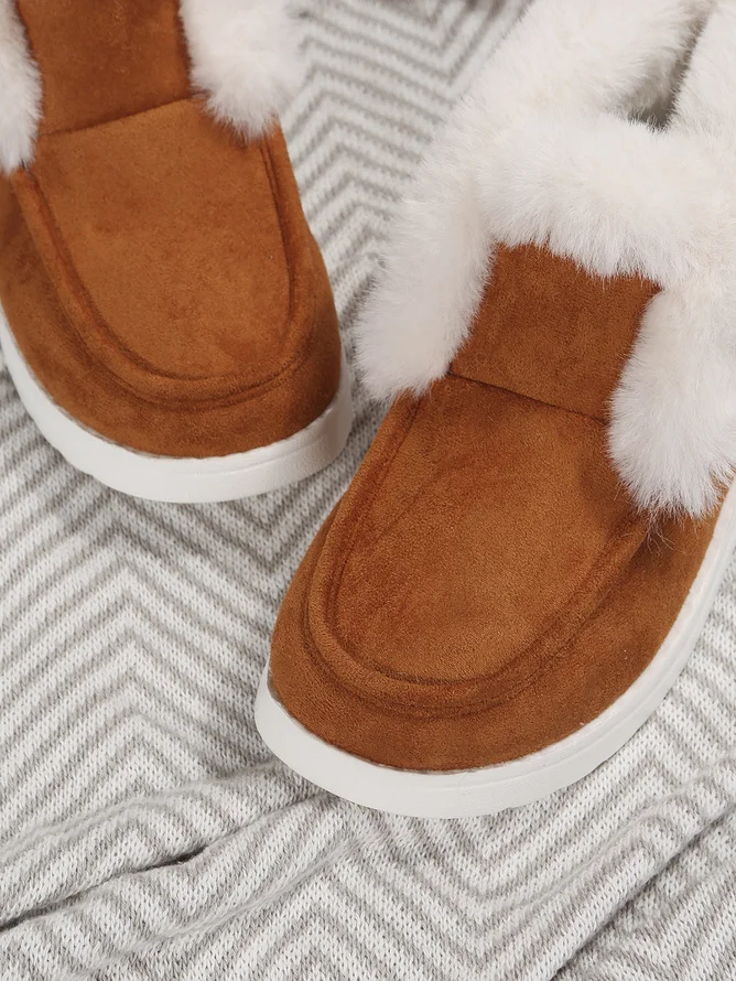 Vintage Plain Warmth Slip On Flat Heel Snow Boots