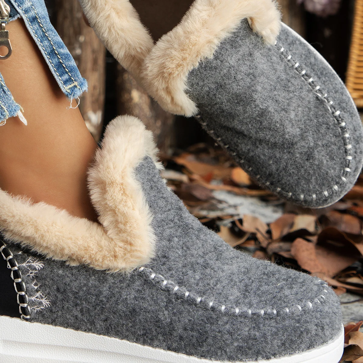 Casual Plain Slip On Flat Heel Snow Boots