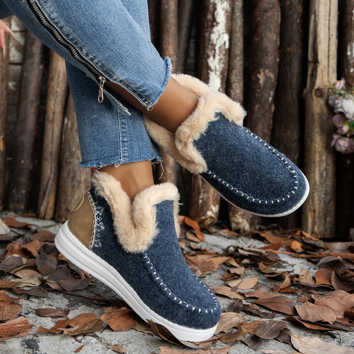 Casual Plain Slip On Flat Heel Snow Boots