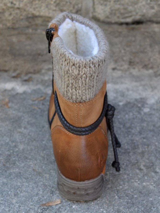 Vintage Plain Zipper Block Heel Classic Boots