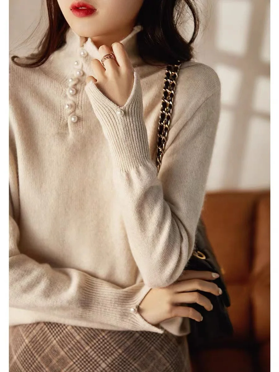 Women Yarn/Wool Yarn Plain Long Sleeve Comfy Casual Sweater