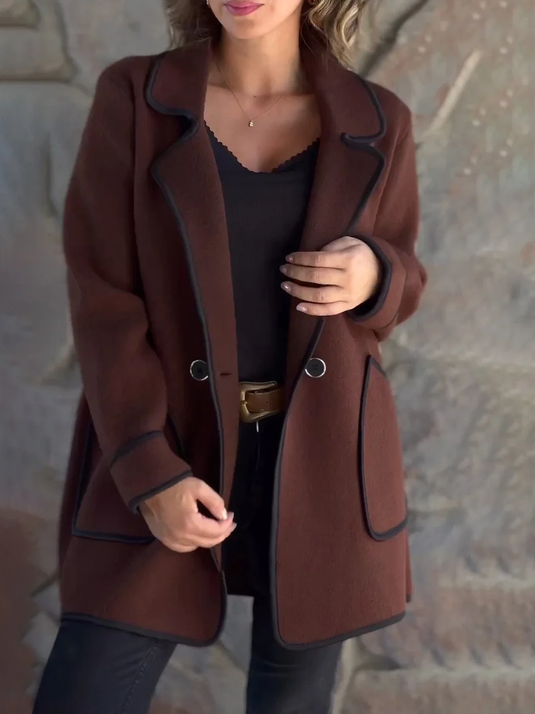 Women's Plain Regular Loose Coat