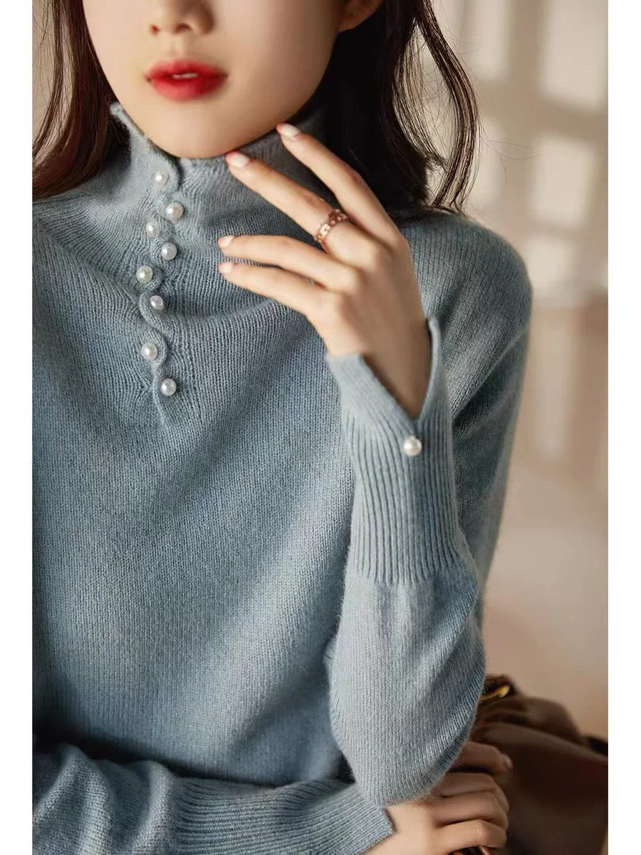 Women Yarn/Wool Yarn Plain Long Sleeve Comfy Casual Sweater