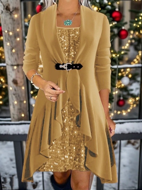 Women Christmas Crew Neck Long Sleeve Comfy Casual Maxi Dress