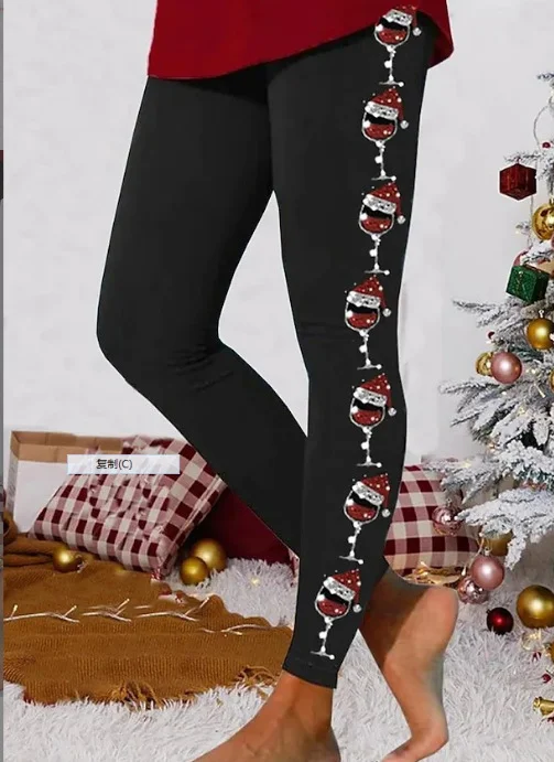 Casual Christmas Skinny Soft Clouds Ankle Pants Leggings