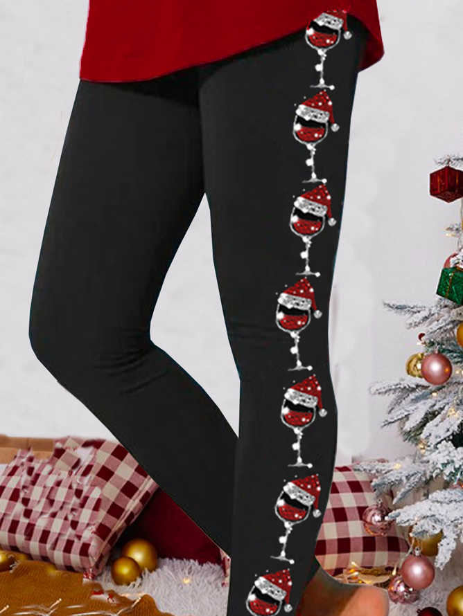 Casual Christmas Skinny Soft Clouds Ankle Pants Leggings