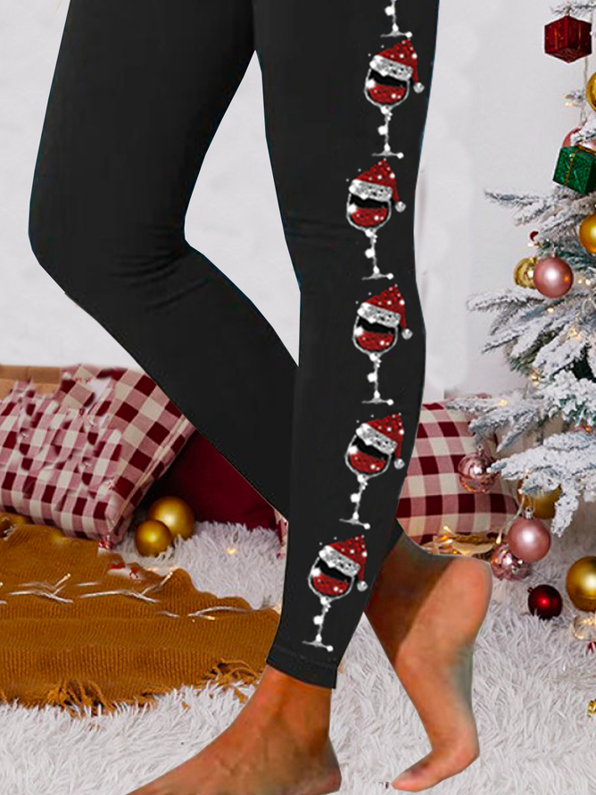 Casual Christmas Skinny Soft Clouds Ankle Pants Leggings