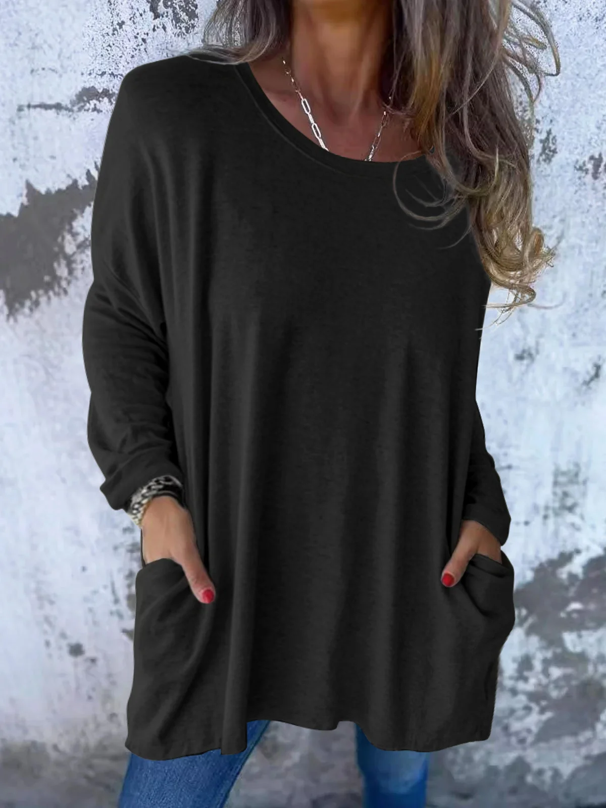 Women Yarn/Wool Yarn Plain Long Sleeve Comfy Casual Sweater