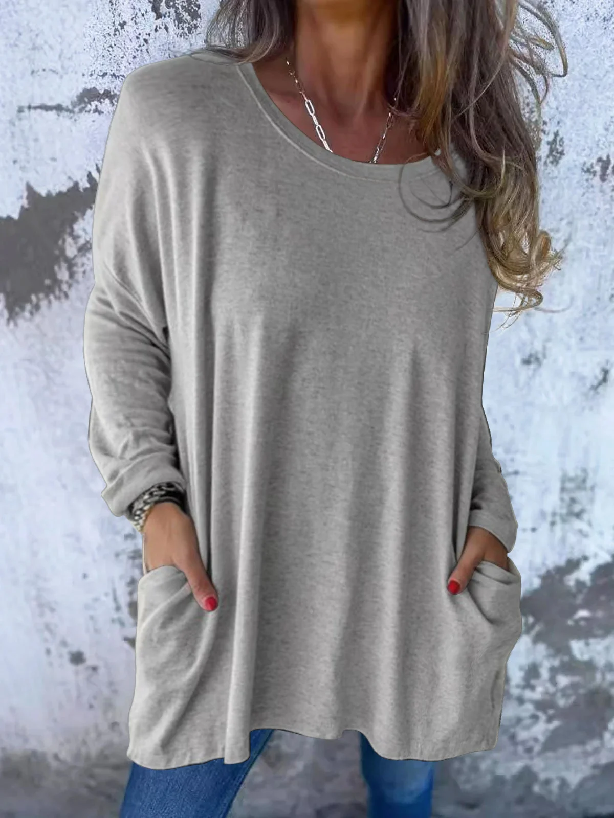 Women Yarn/Wool Yarn Plain Long Sleeve Comfy Casual Sweater