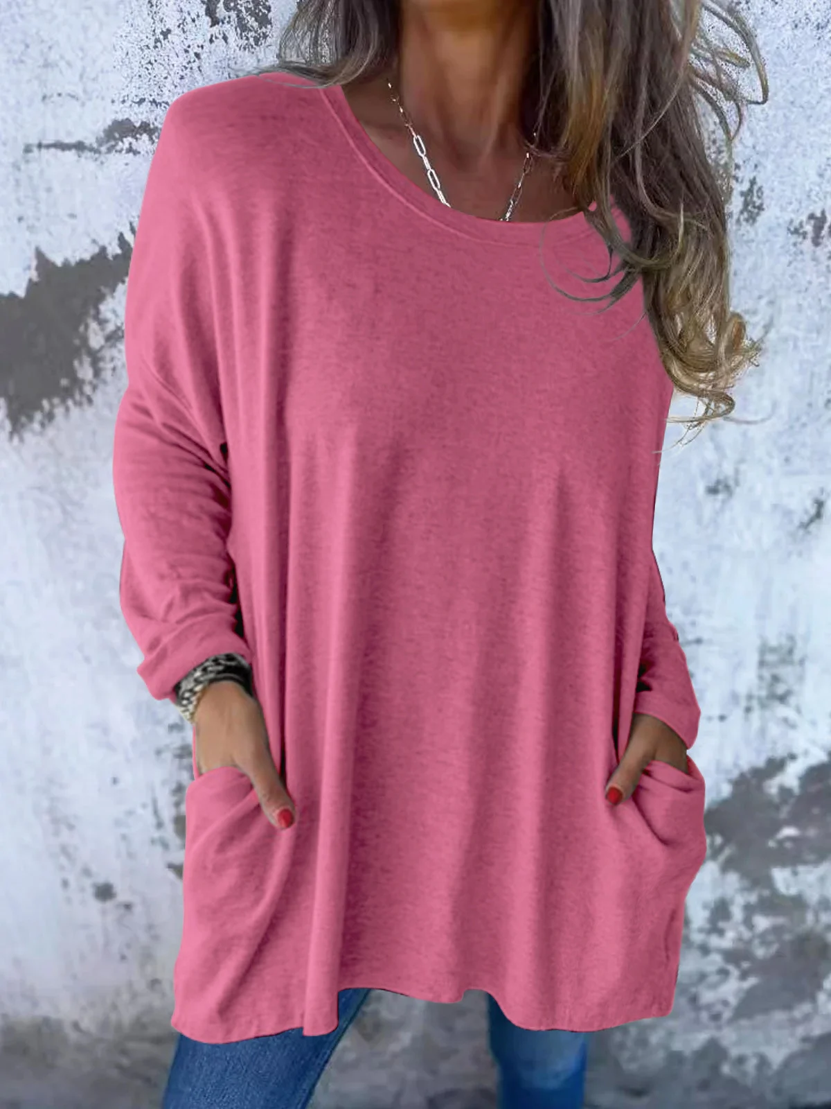 Women Yarn/Wool Yarn Plain Long Sleeve Comfy Casual Sweater