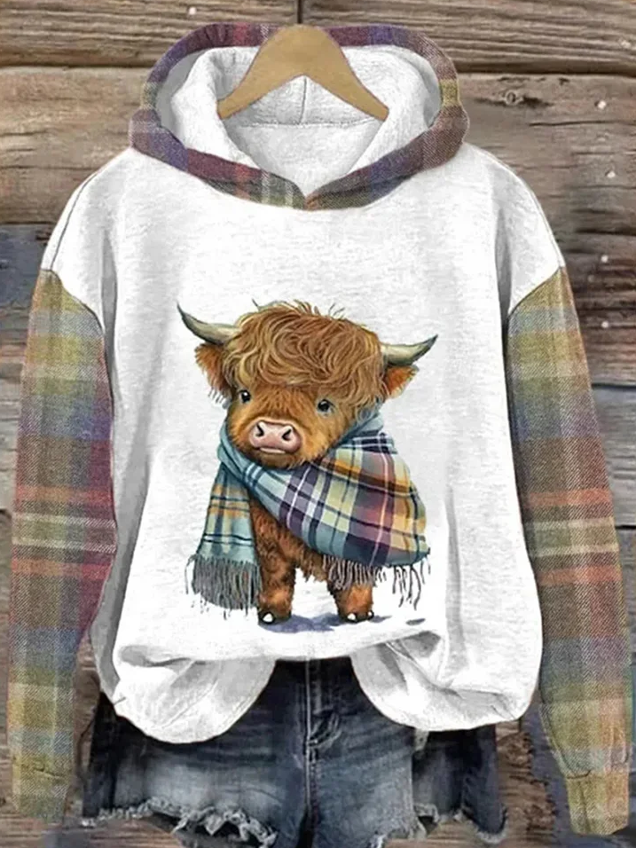 Casual Cute West Highland Cow Hoodie