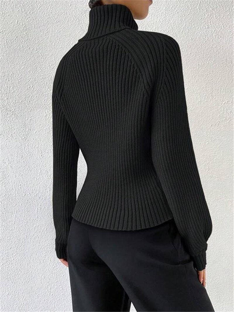 Women Yarn/Wool Yarn Plain Long Sleeve Comfy Casual Sweater