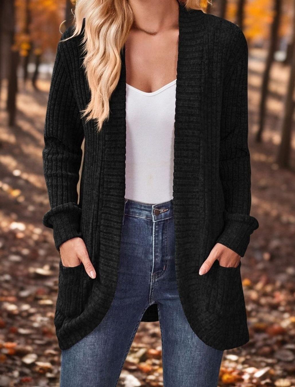 Women Plain Long Sleeve Comfy Casual Cardigan