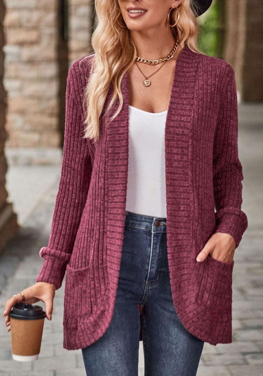 Women Plain Long Sleeve Comfy Casual Cardigan