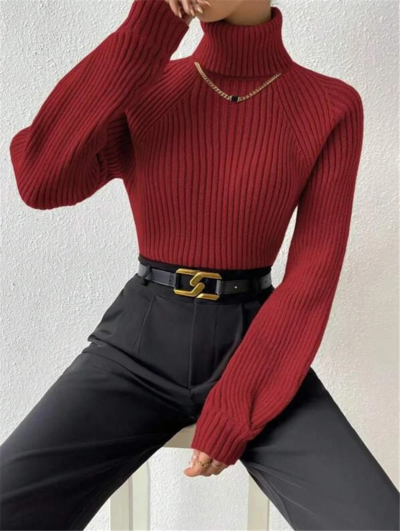 Women Yarn/Wool Yarn Plain Long Sleeve Comfy Casual Sweater